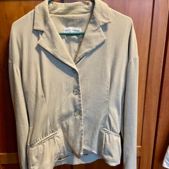 Vintage Dolce & Gabanna Beige Unstructured Blazer - Picture 1 of 6